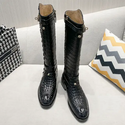 Crocodile Knee High Boots Women