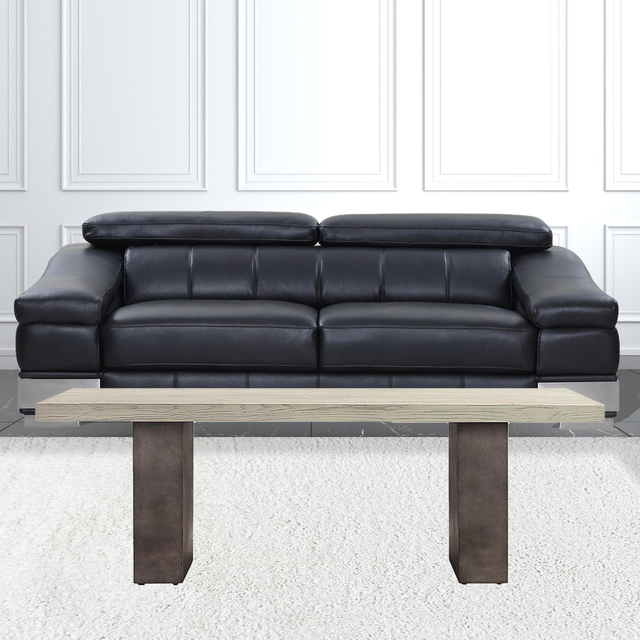 24" Gray And Dark Gray Solid Wood And Concrete Coffee Table