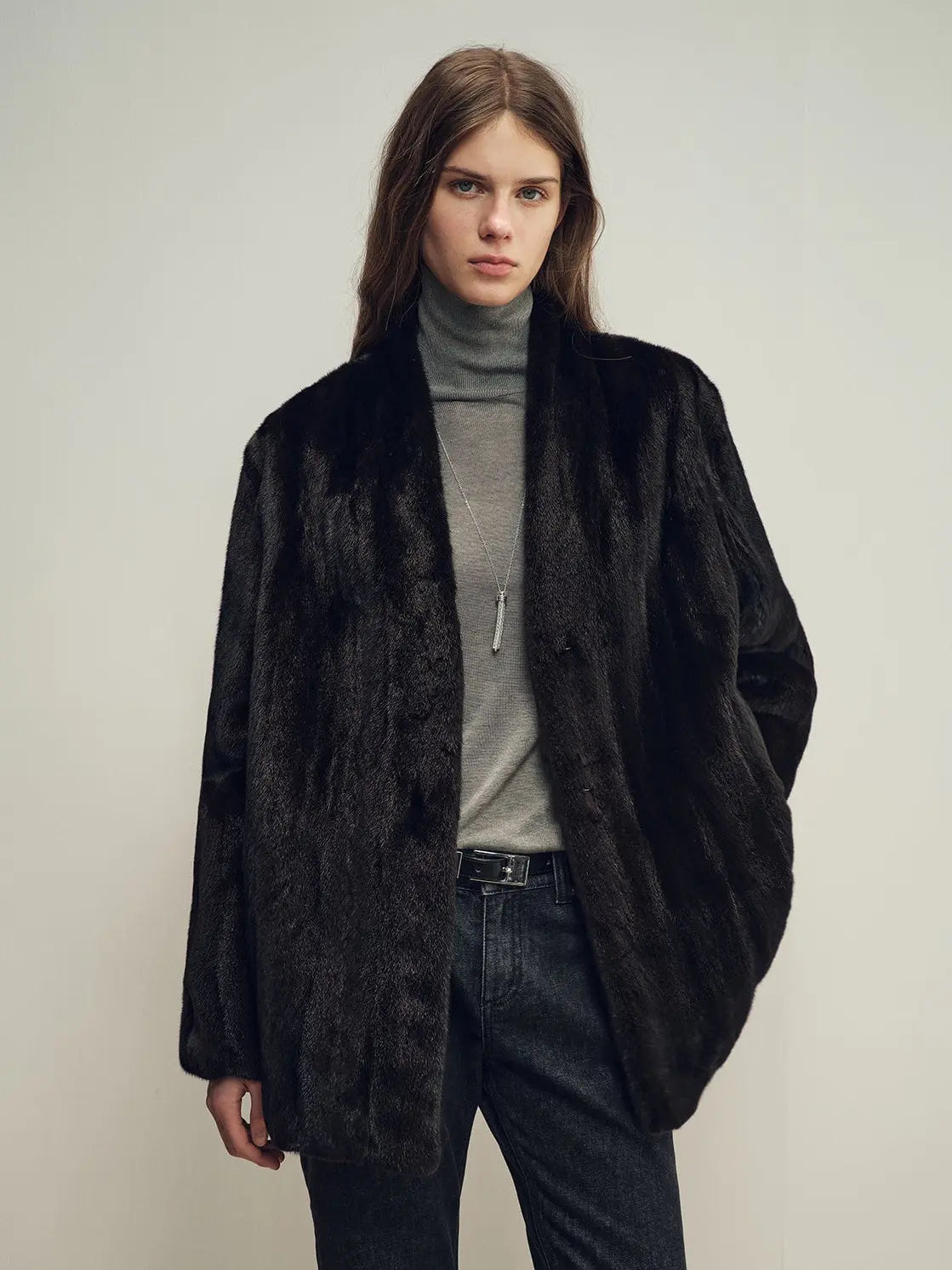 Firelady Fur Imported Kopenhagen Purple-Label Female Mink Full-Skin Woven V-Neck Fur Coat “Fairy Mountain Dew”