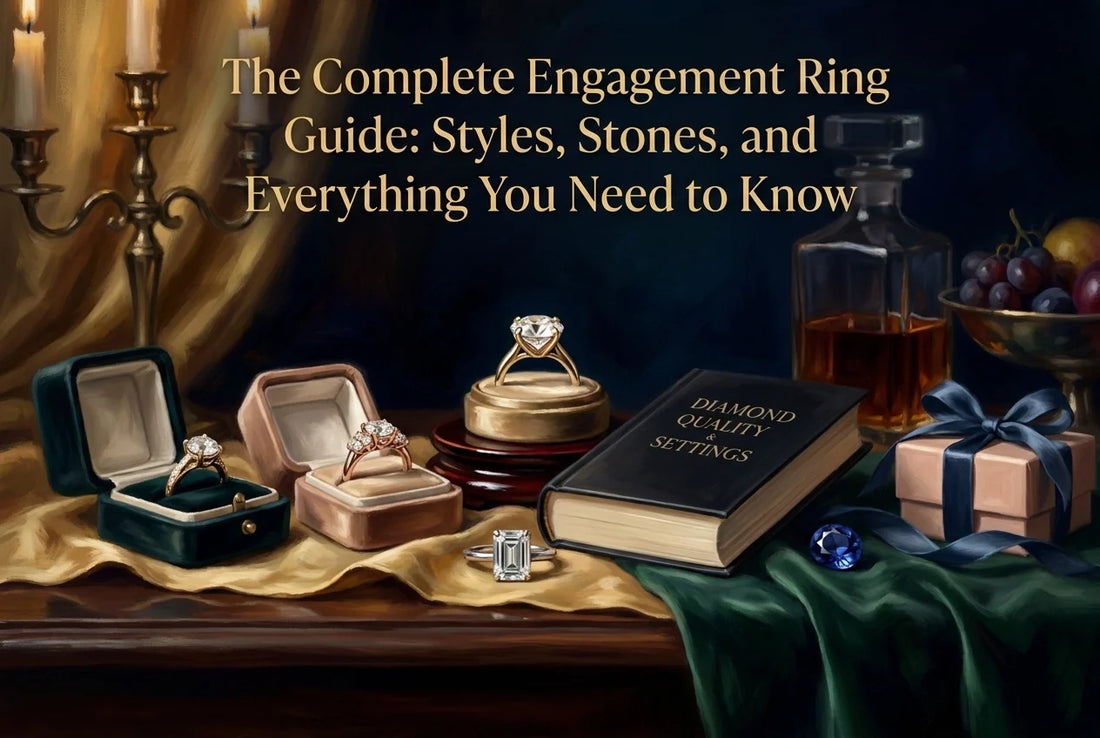 Professional header image for list-based article: The Complete Engagement Ring Guide: Styles, Stones, and E...