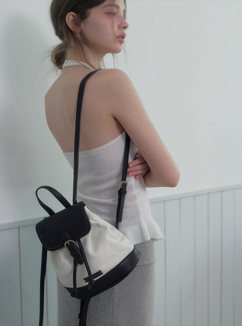 Permit canvas leather mini backpack