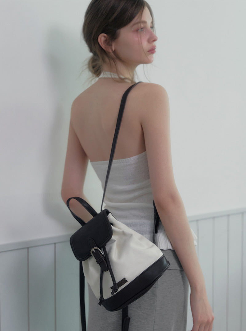 Permit canvas leather mini backpack
