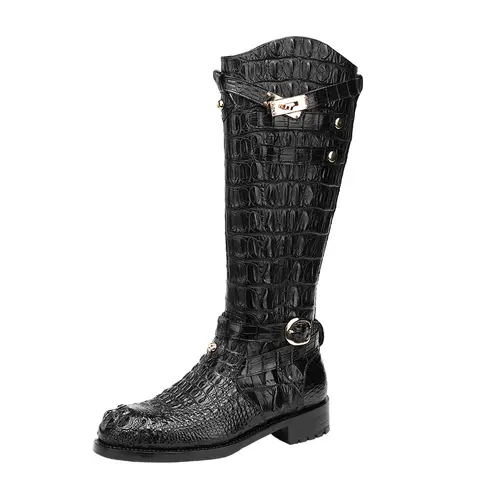 Crocodile Knee High Boots Women
