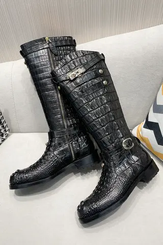 Crocodile Knee High Boots Women