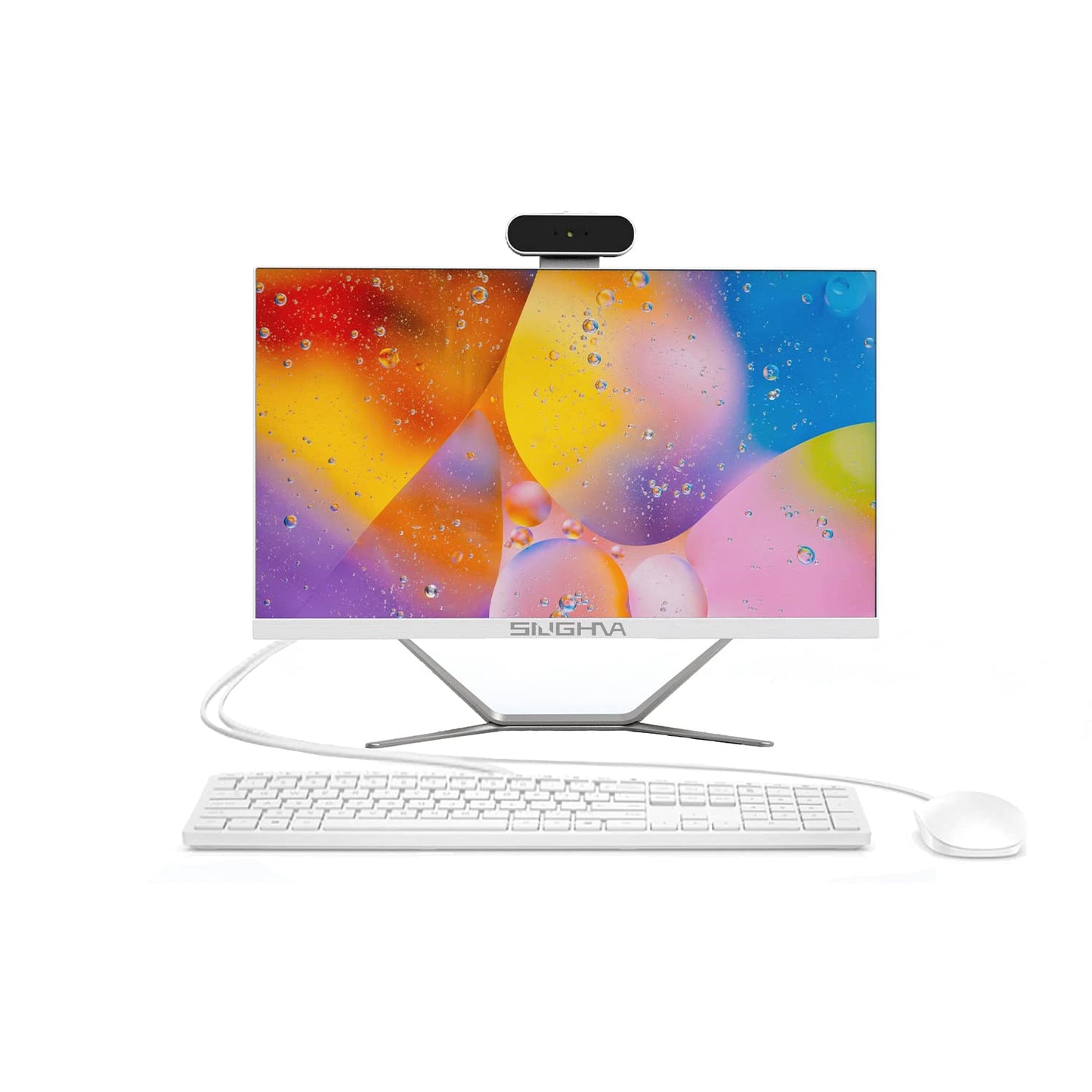 SIUGHVA All-in-One Desktop Computer 24" Quad-Core 16GB RAM 512GB SSD Wired Keyboard& Mouse RGB Speaker and Webcam White (i7/16G/512G)