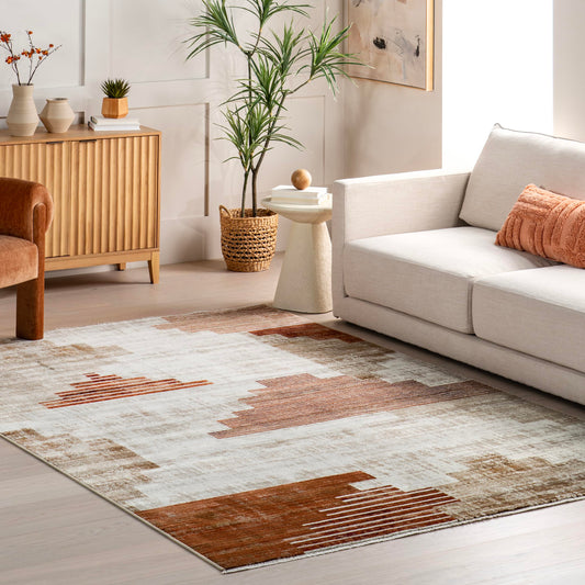 nuLOOM Fringed Performance Indoor Area Rug Power Loomed Easy Clean Durable Non-Shed 9 x 13 Vanita Rust