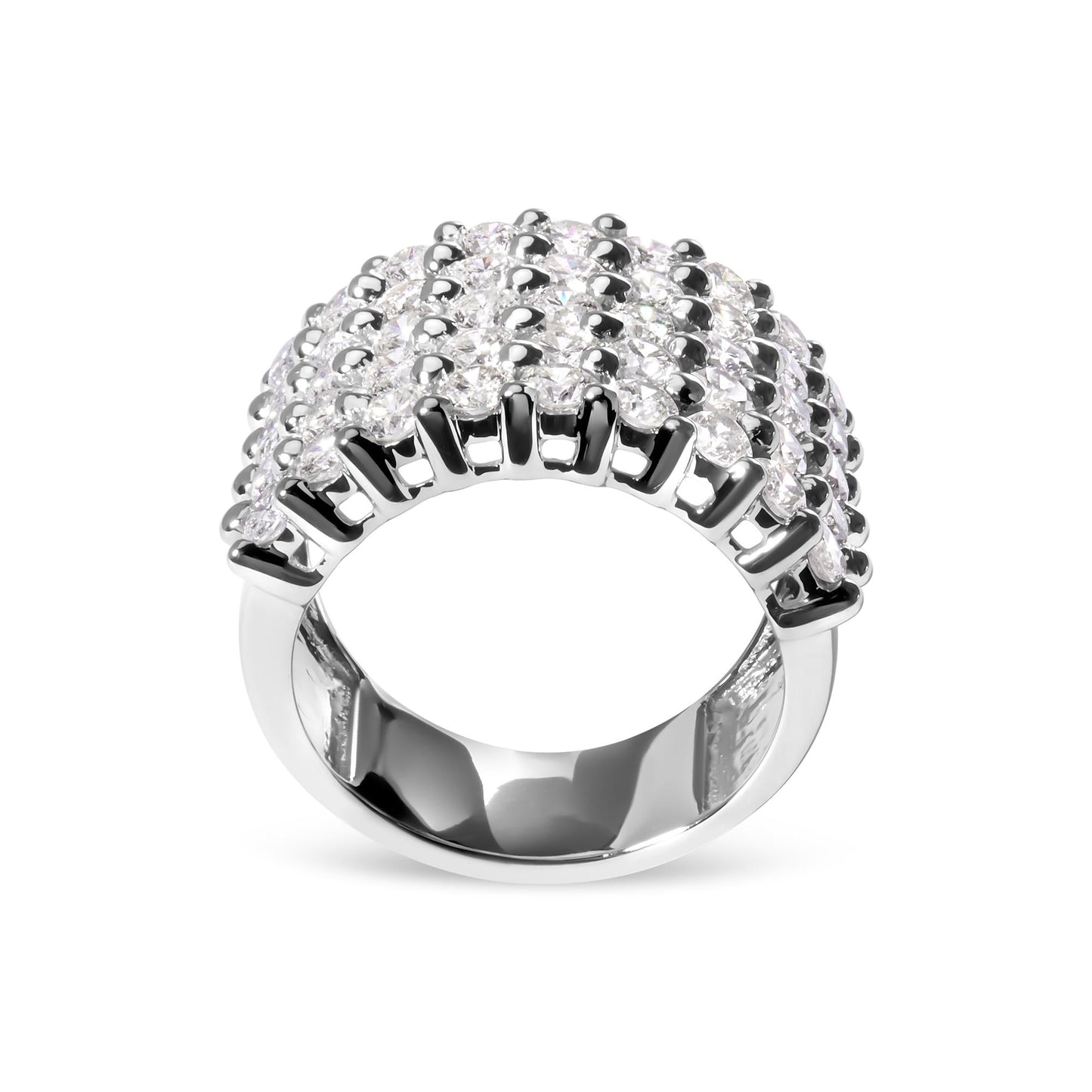 14k White Gold 4.0 Cttw Diamond 5 Row Ring Band (I-J Color, I1-I2 Clarity)