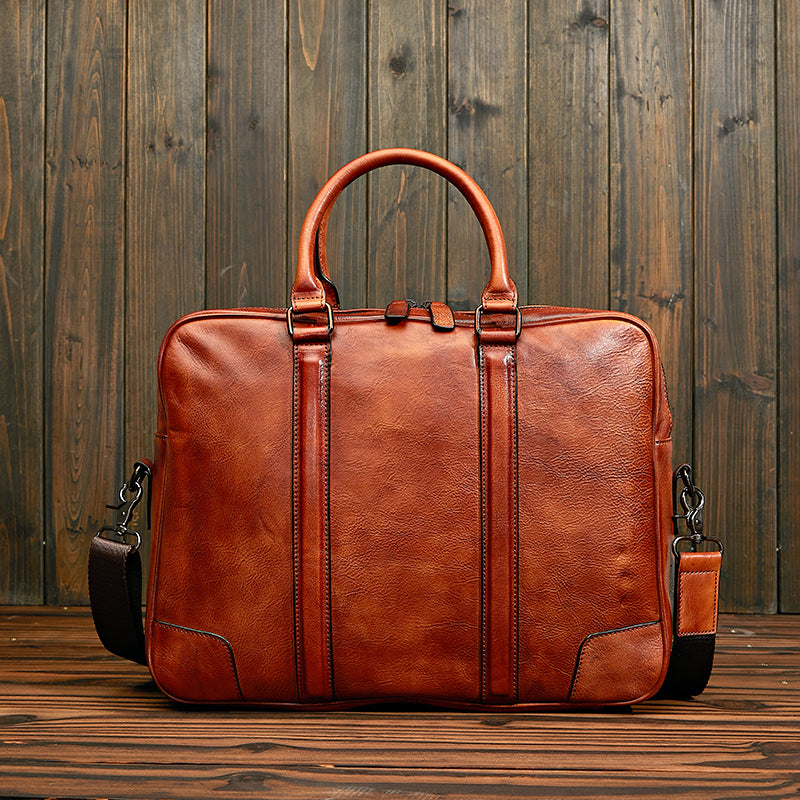 Vintage Calfskin Leather  Large Briefcase,Business  Laptop Cross Body Shoulder Bag