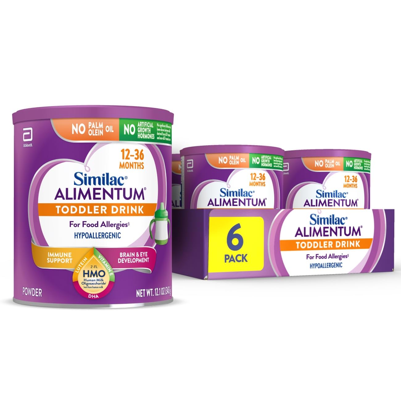 Similac Alimentum Toddler Drink with 2-FL HMO Hypoallergenic for Food Allergies Suitable for Lactose Sensitivity 12.1-oz Can 6 Count