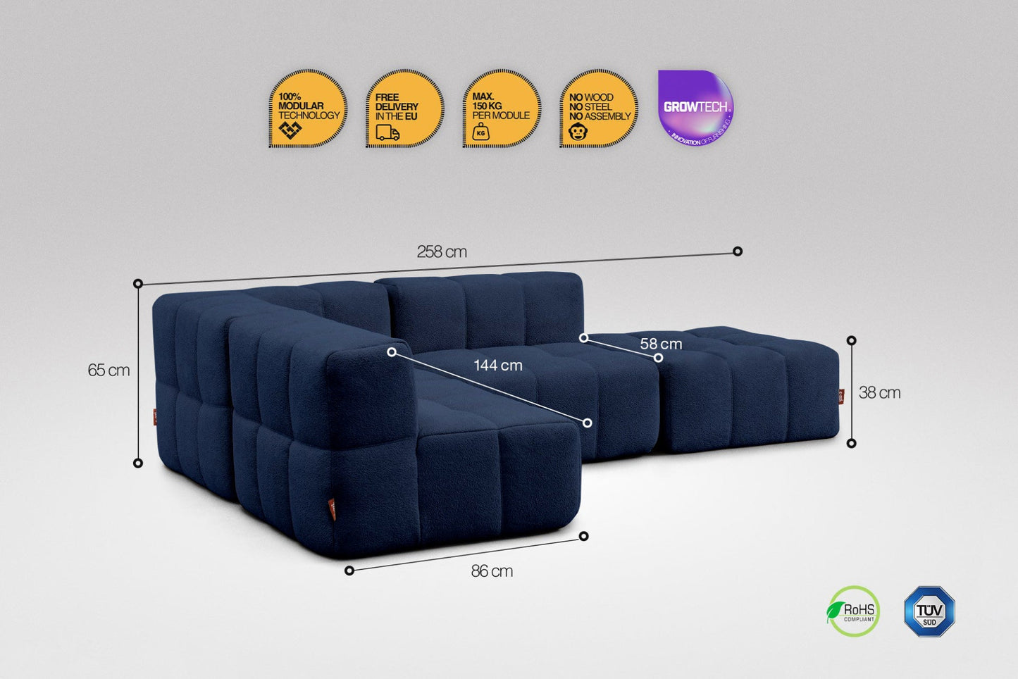 4-Piece Modular Sofa – Blue