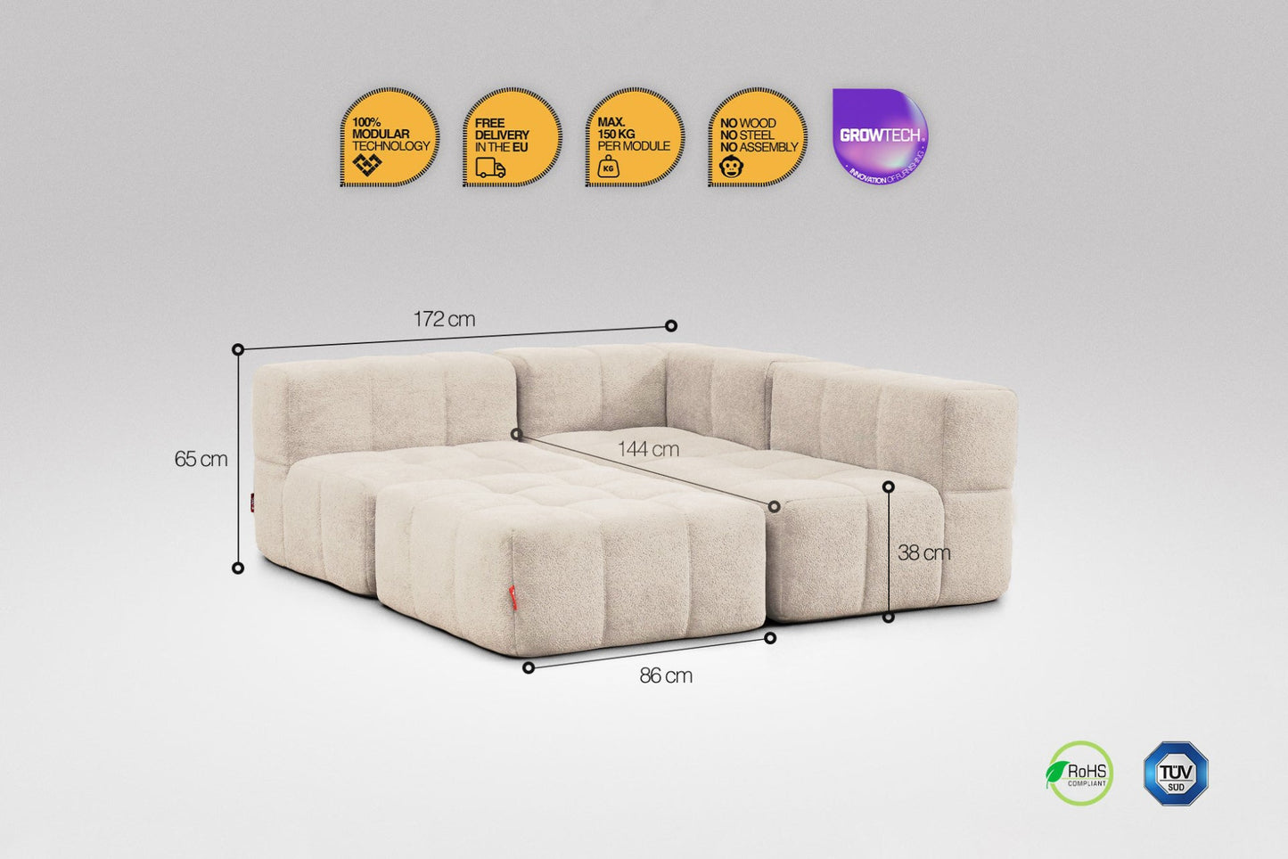 4-Piece Modular Sofa – Beige