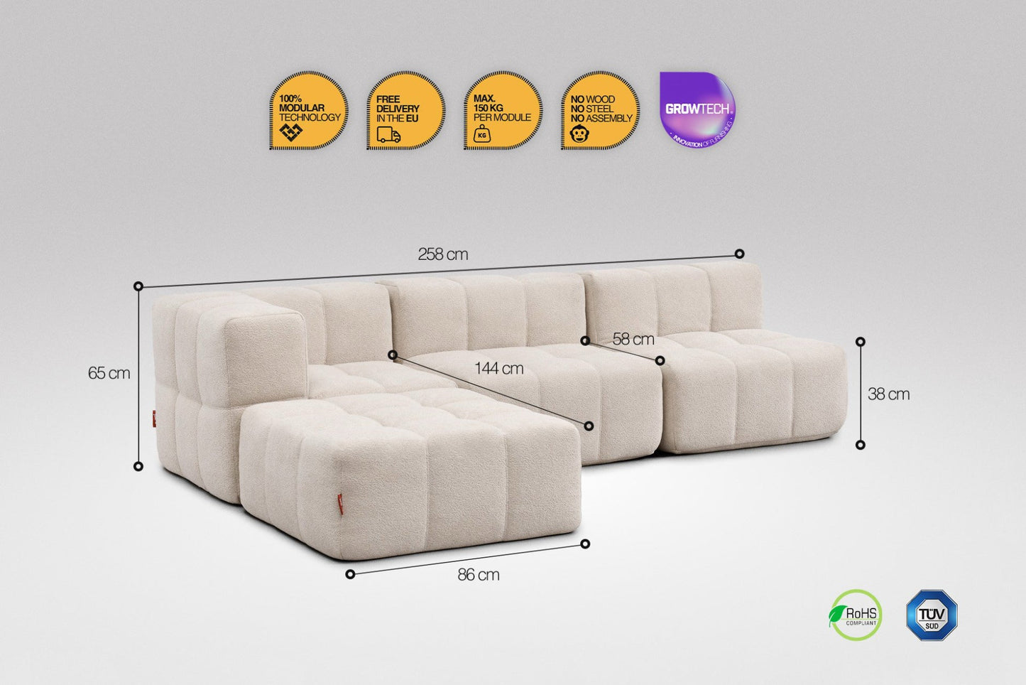 4-Piece Modular Sofa – Beige