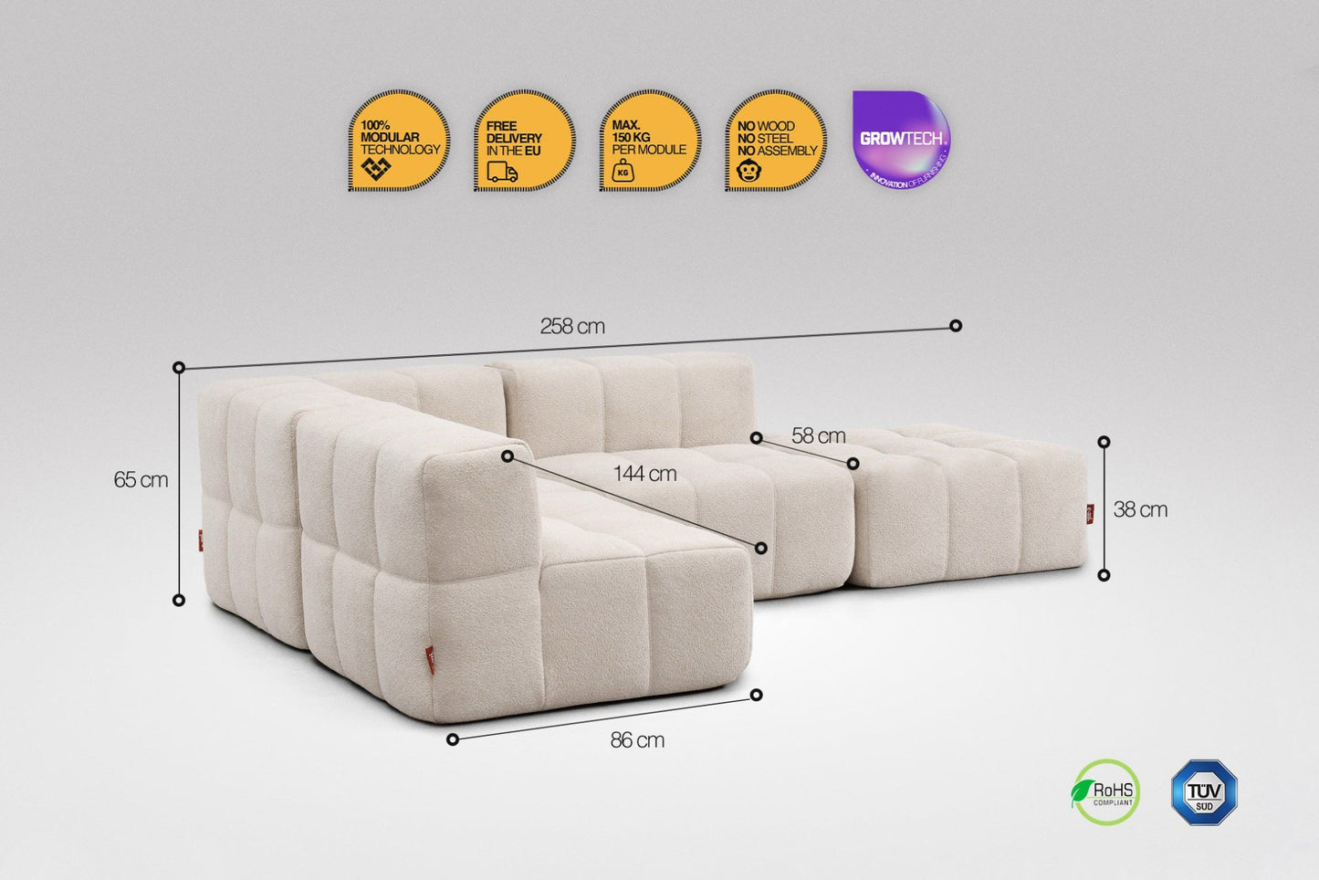 4-Piece Modular Sofa – Beige