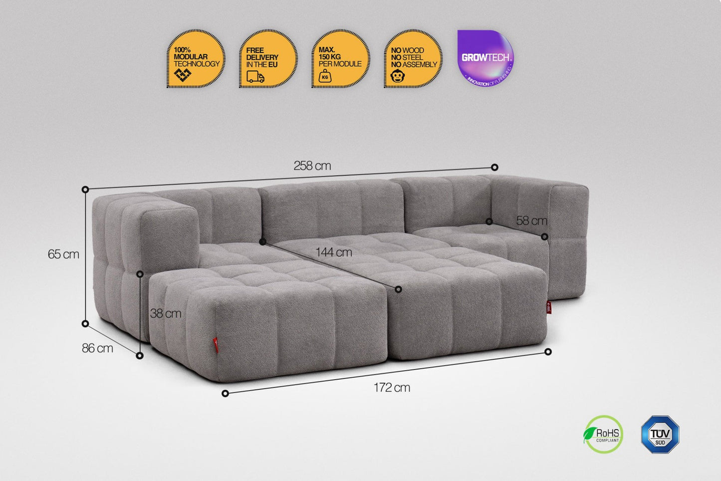 5-Piece Modular Sofa – Grey