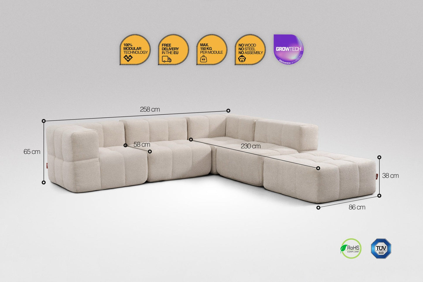 5-Piece Modular Sofa – Beige