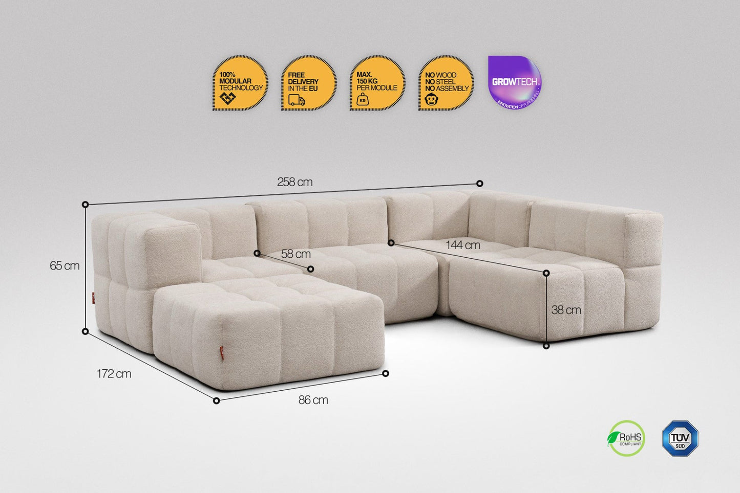 5-Piece Modular Sofa – Beige