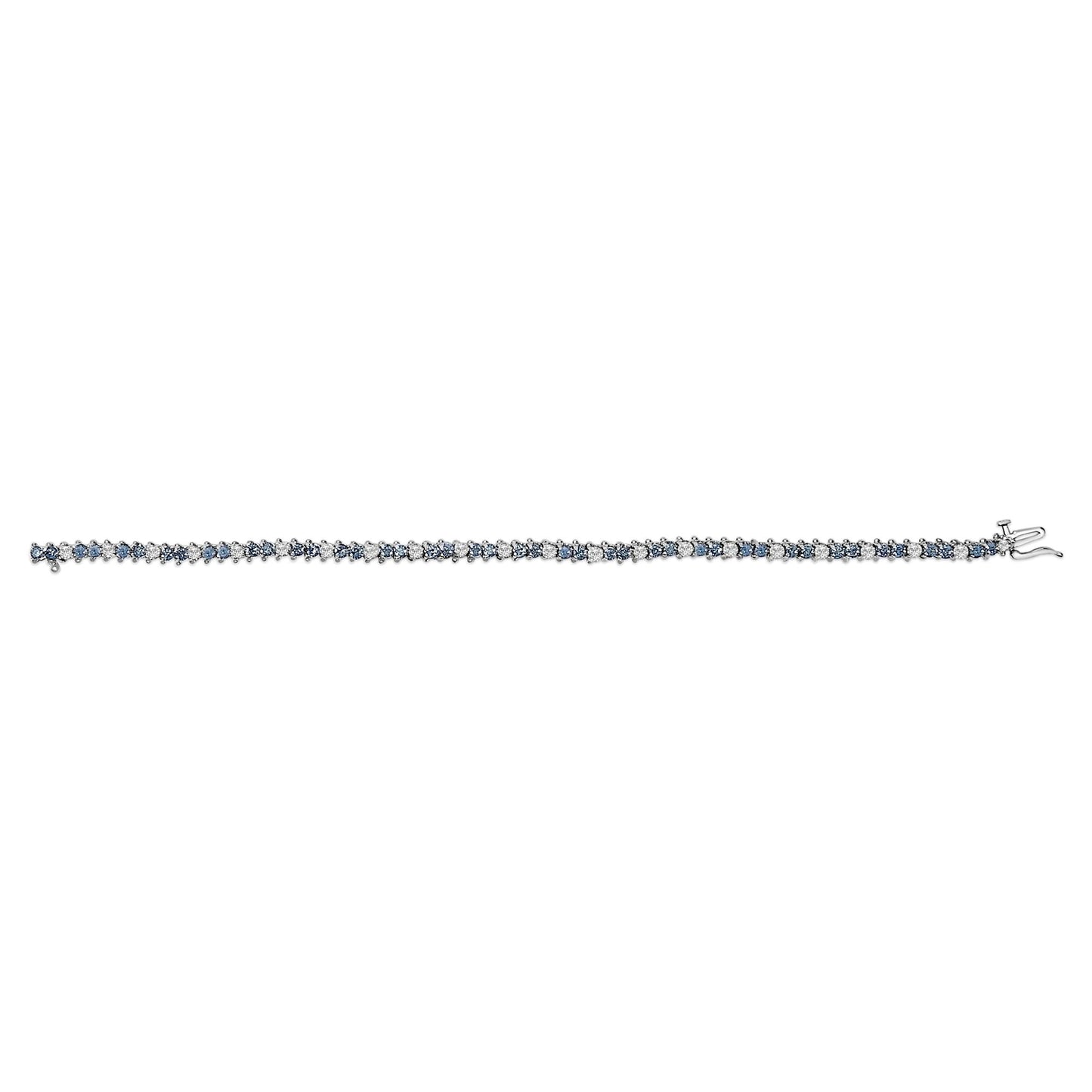 14K White Gold White And Treated Blue Diamond Bracelet (4 5/8 cttw, H-I Color, I1-I2 Clarity)