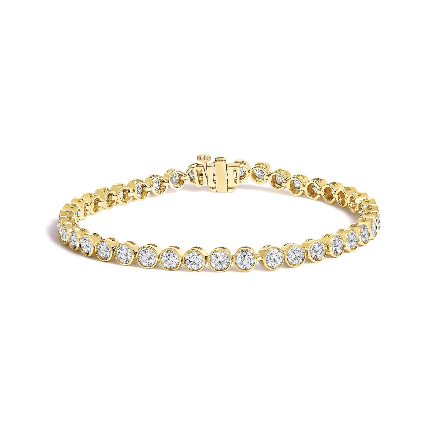 10K Yellow Gold 8.0 Cttw Bezel Set Round Diamond Tennis Bracelet