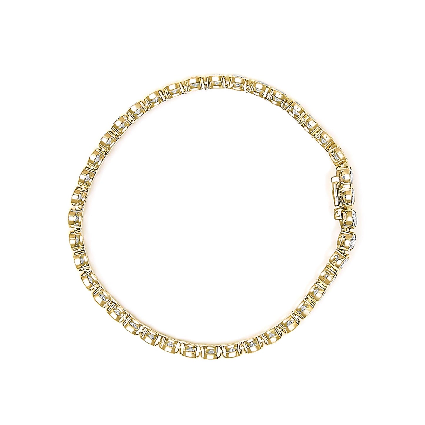 10K Yellow Gold 8.0 Cttw Bezel Set Round Diamond Tennis Bracelet