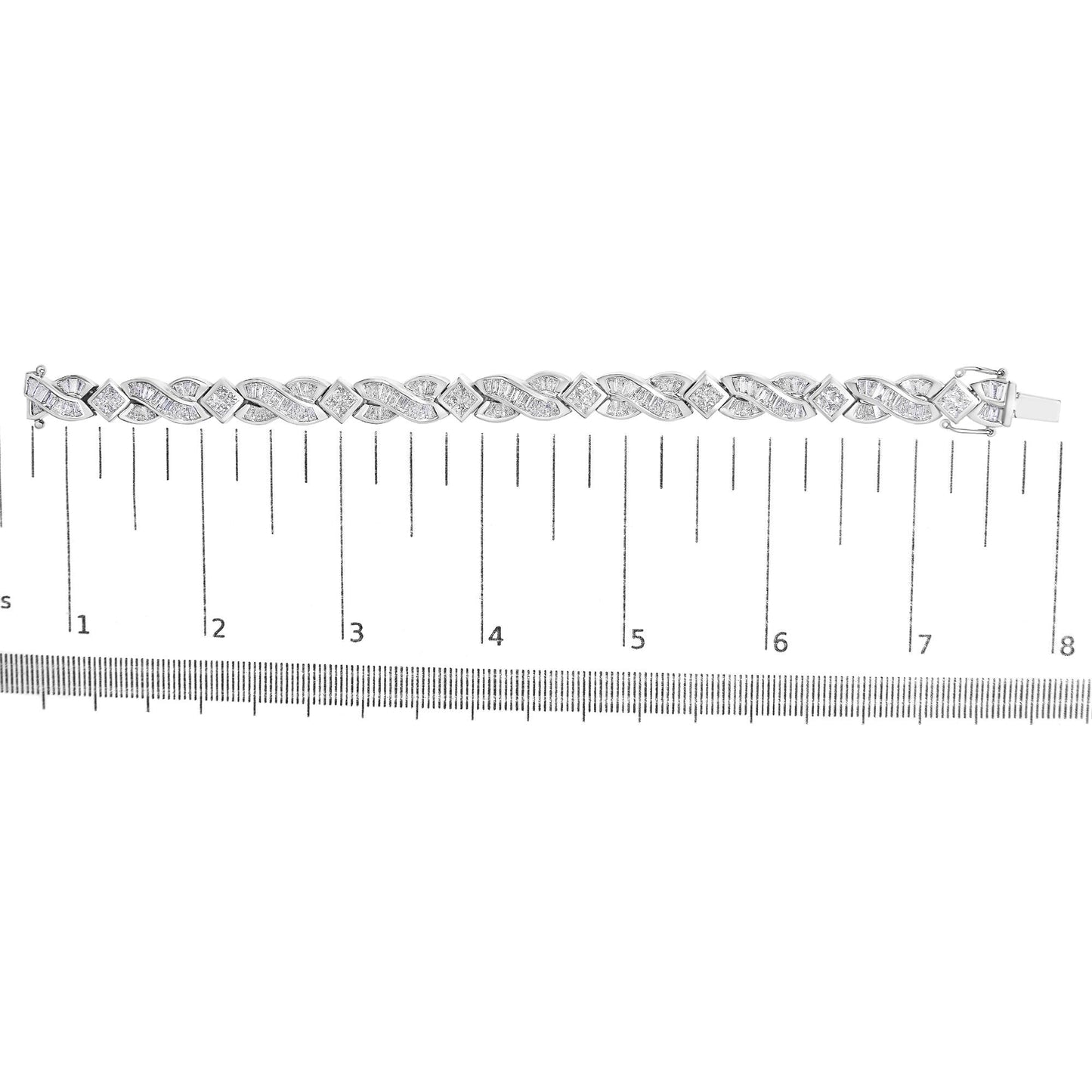 14K White Gold 8 1/5 Cttw Diamond Geometric Twisted Link Bracelet