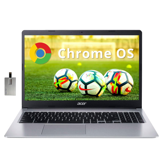acer Chromebook 315 15.6" HD Display Intel Celeron N4020 4GB LPDDR4 64GB eMMC Intel UHD Graphics 600 Number Pad 720p HD Camera Wi-Fi 5 Bluetooth Chrome OS Silver 128GB Hotface USB Card