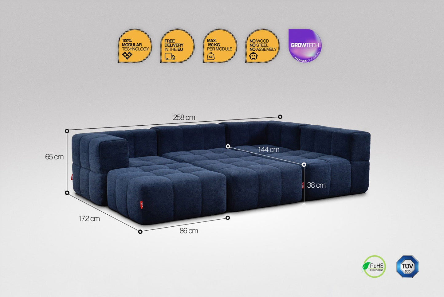 6-Piece Modular Sofa – Blue