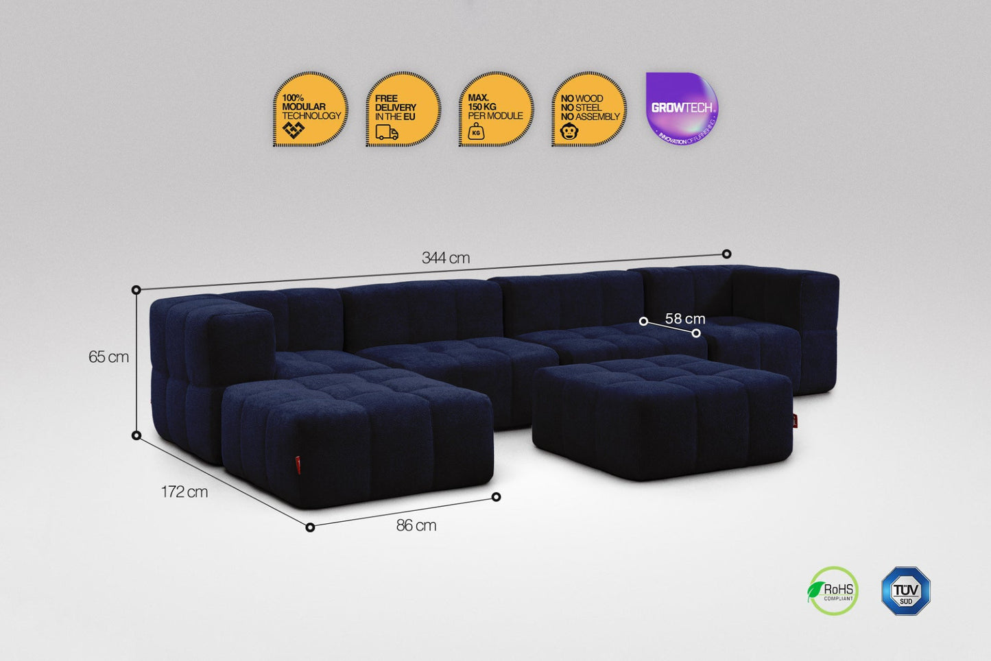 6-Piece Modular Sofa – Blue