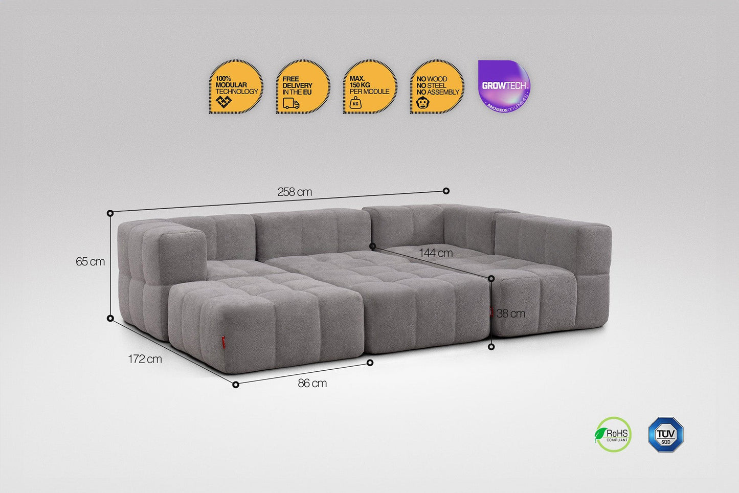 6-Piece Modular Sofa – Grey