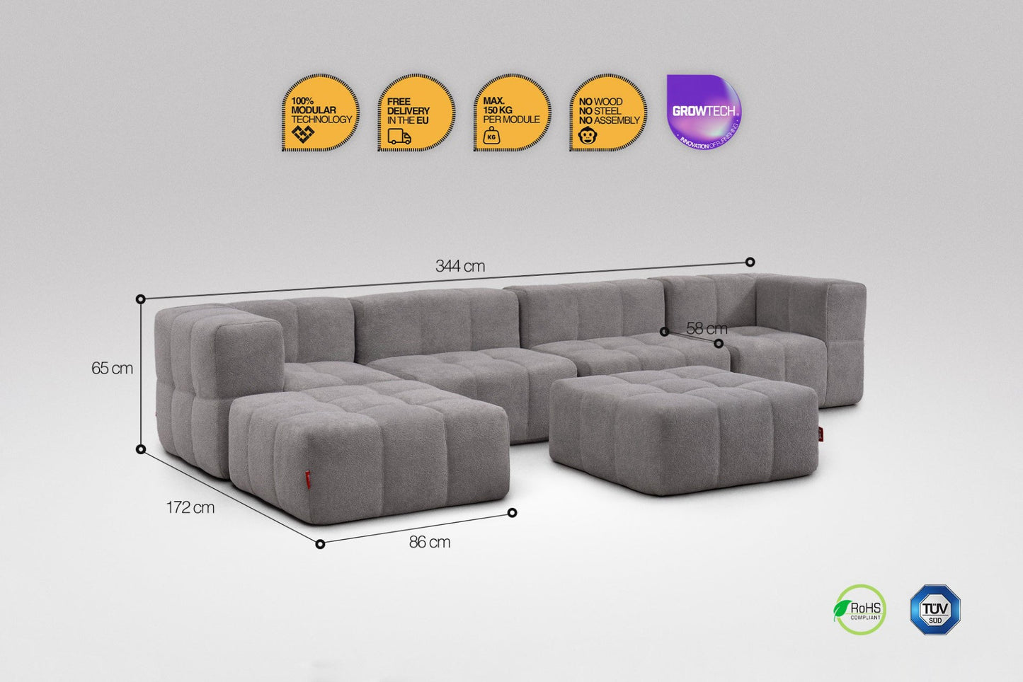 6-Piece Modular Sofa – Grey
