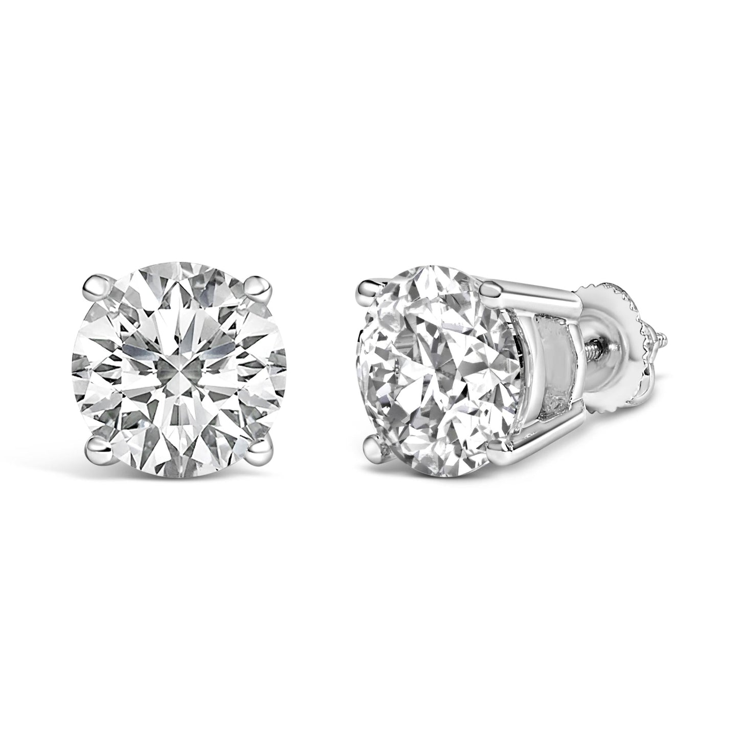 Platinum Round Lab Grown Diamond Solitaire Stud Earrings