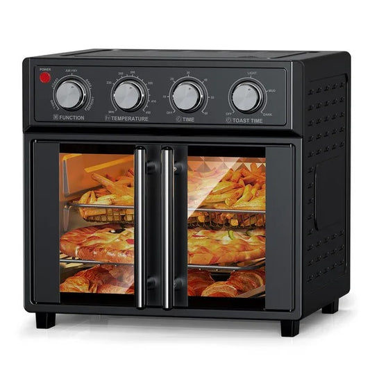 PlumChef 29.5 Qt XL Air Fryer Convection Toaster Oven, 1700W, Black