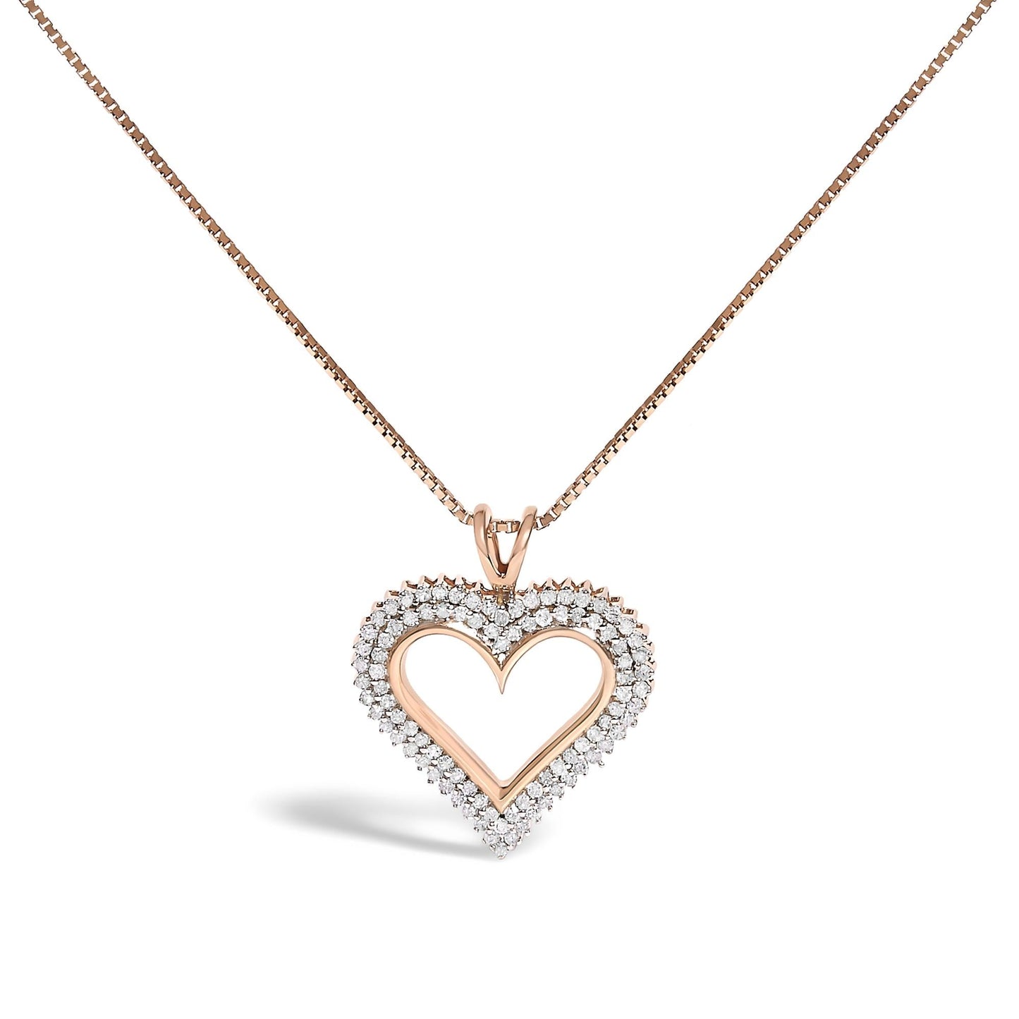 .925 Sterling Silver Diamond Heart 18" Pendant Necklace (I-J Color, I2-I3 Clarity)