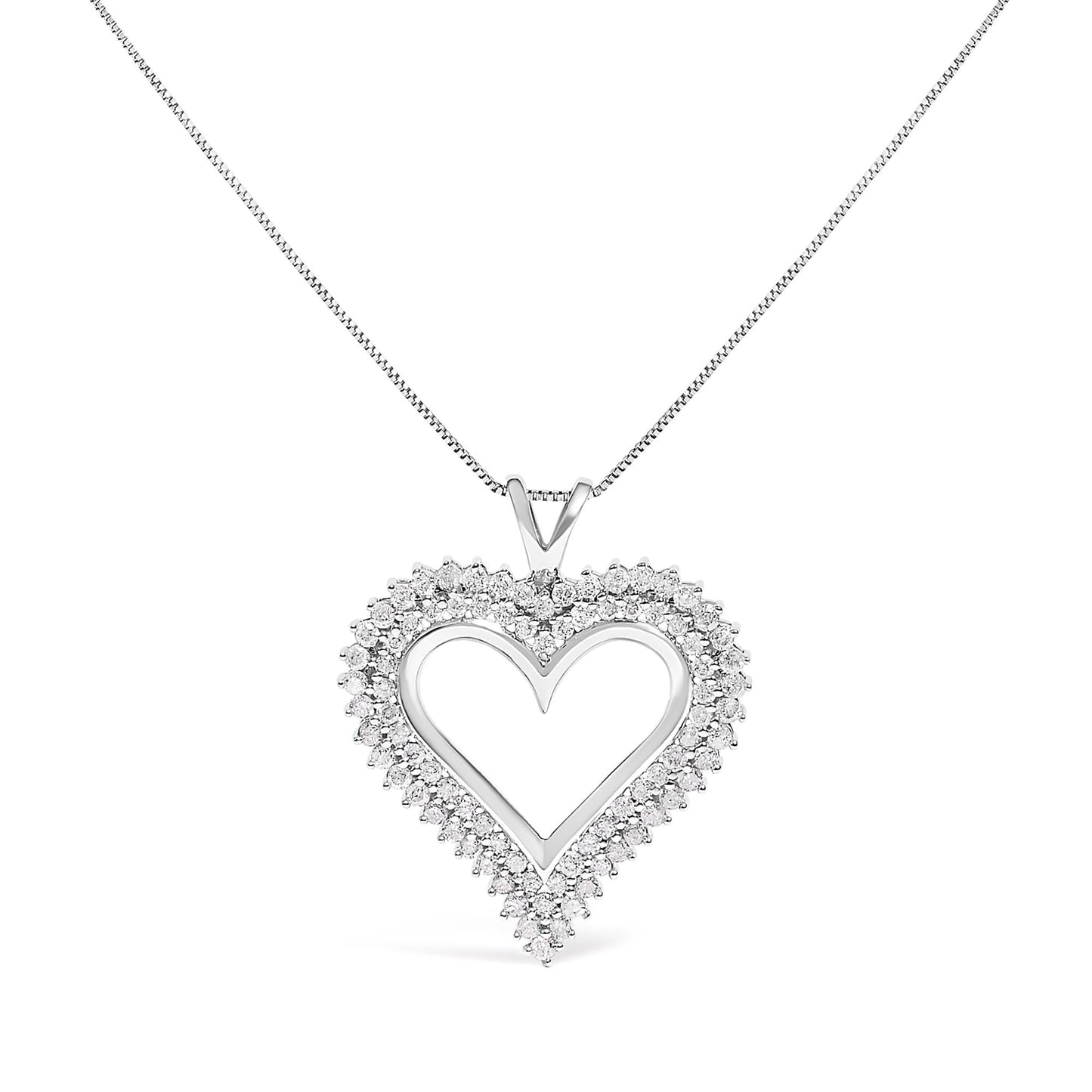 .925 Sterling Silver Diamond Heart 18" Pendant Necklace (I-J Color, I2-I3 Clarity)