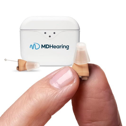 MDHearing NEO XS Hearing Aids for Seniors Completely-In-The-Canal Rechargeable Design Virtually Invisible All-Day Comfort Crystal-Clear Sound by MDHearing Fits with Glasses …