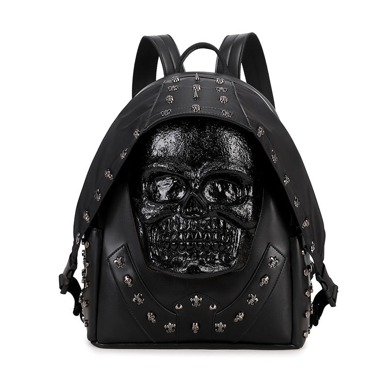3D Backpack 3D  PU Leather Skull Studded Computer Backpack