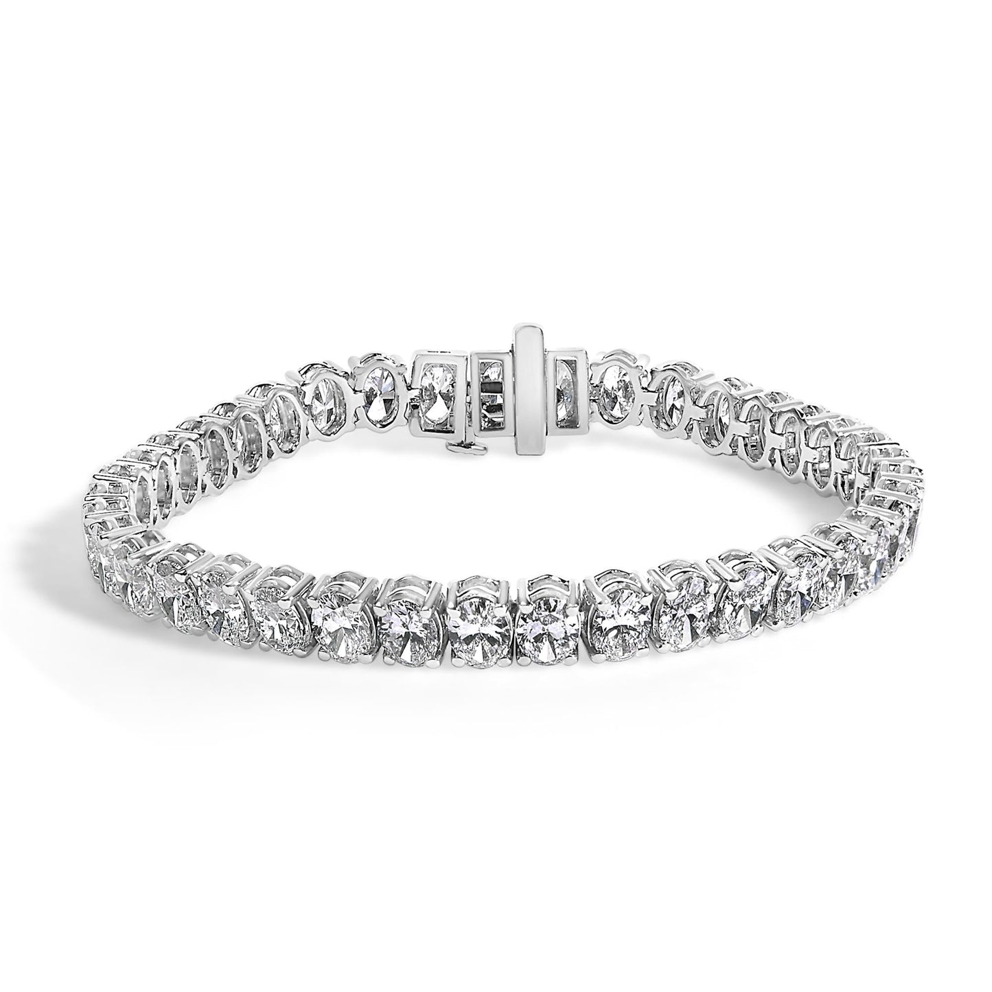 IGI Certified 14K Yellow Gold 18 1/2 Cttw Oval Cut Lab Grown Diamond Tennis Bracelet