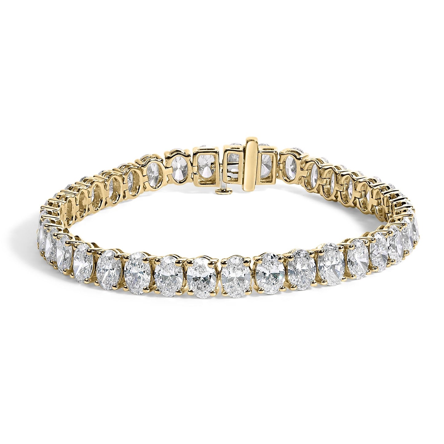 IGI Certified 14K Yellow Gold 18 1/2 Cttw Oval Cut Lab Grown Diamond Tennis Bracelet