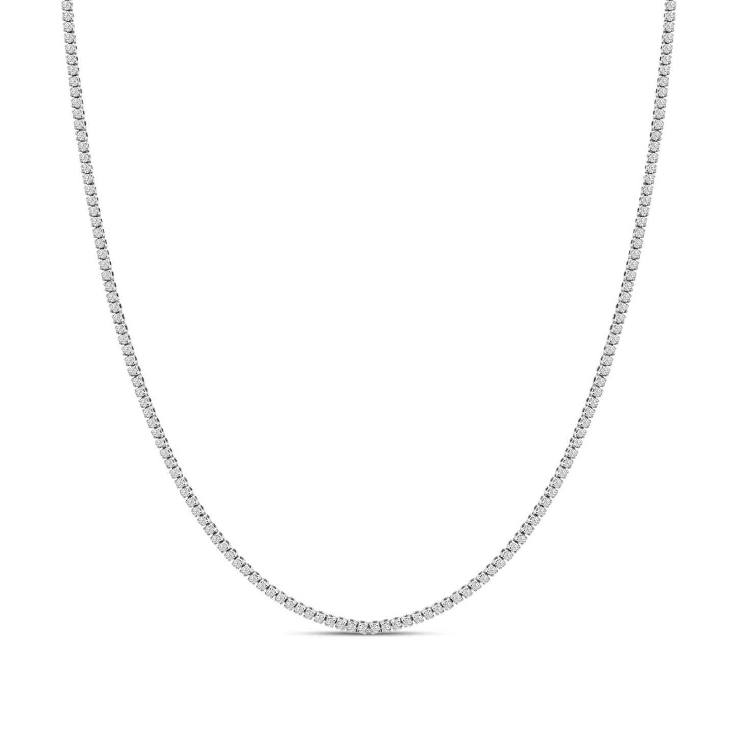 14K White Gold 3.0 Cttw Diamond Tennis Necklace