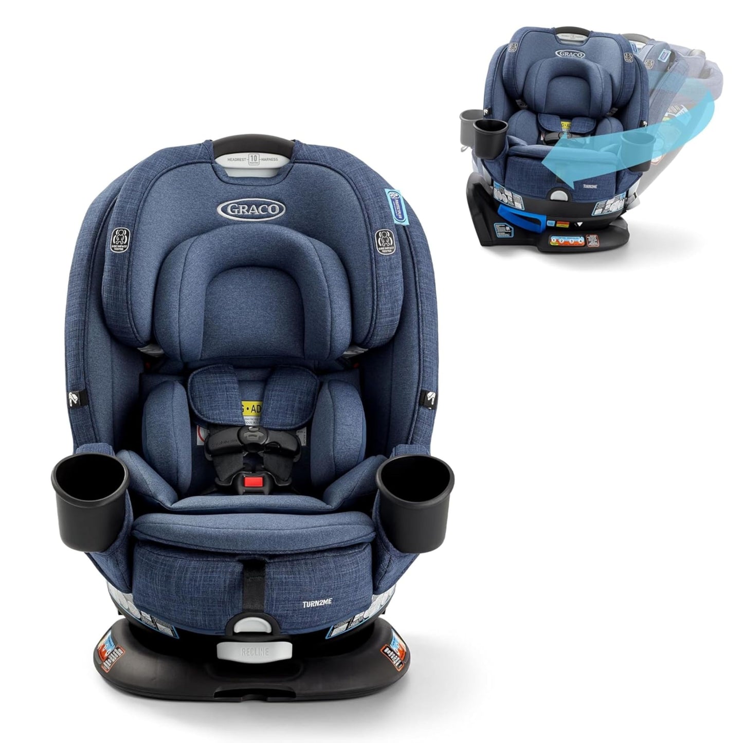 Graco Turn2Me 3-in-1 Rotating Convertible Car Seat Rear to Forward Facing & Highback Booster Easy Installation Brighton