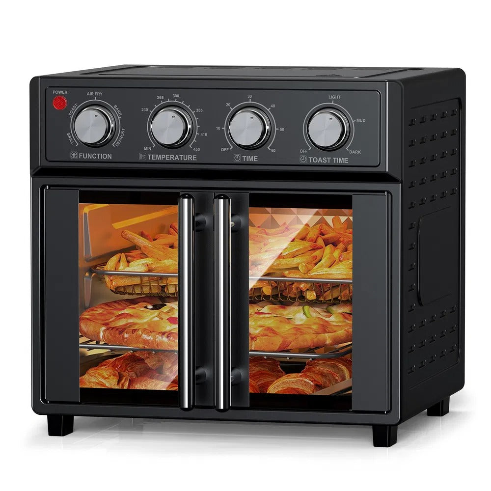 PlumChef 29.5 Qt XL Air Fryer Convection Toaster Oven, 1700W, Black