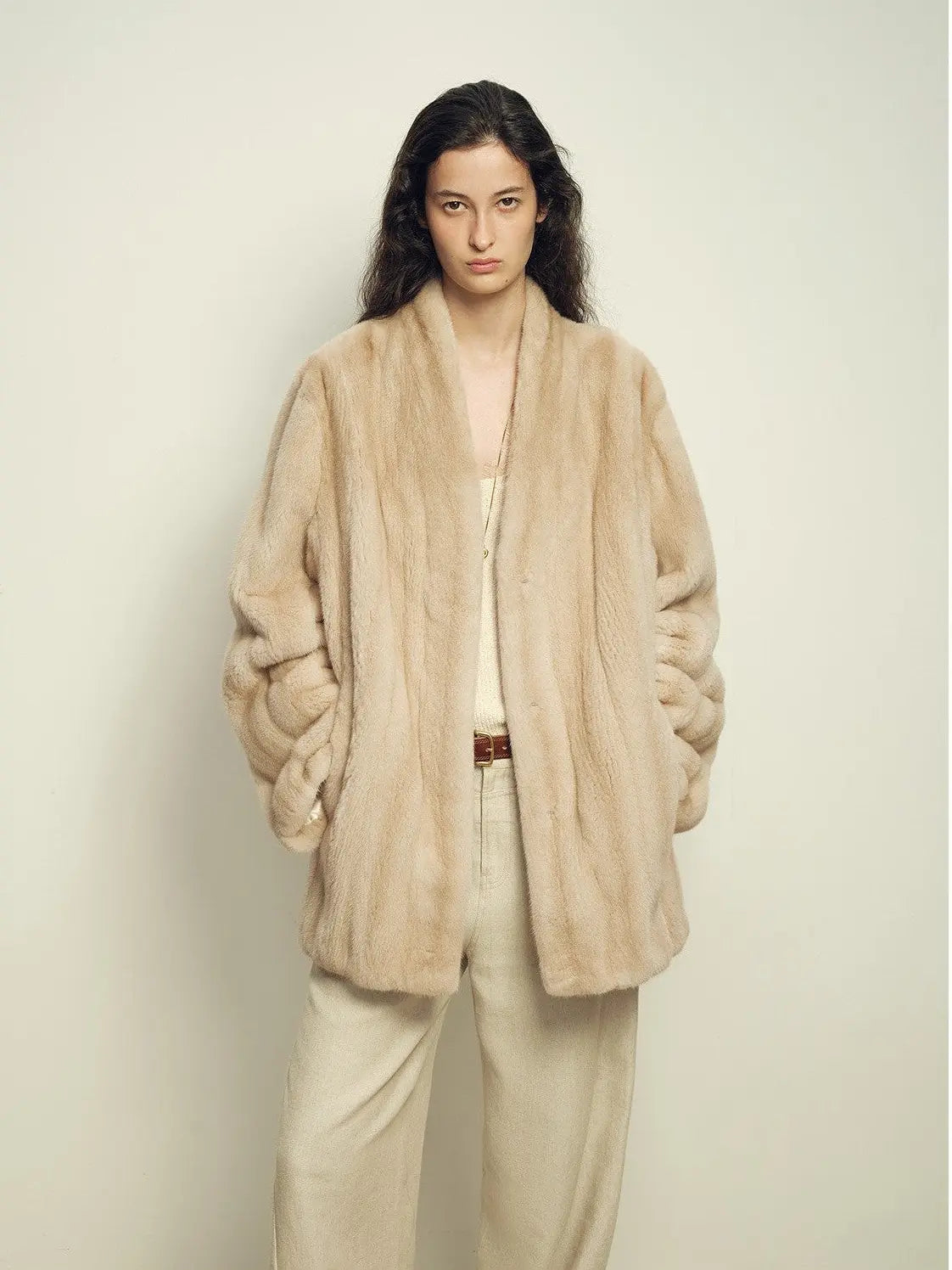Firelady Fur Imported Kopenhagen Purple-Label Female Mink Full-Skin Woven V-Neck Fur Coat “Fairy Mountain Dew”
