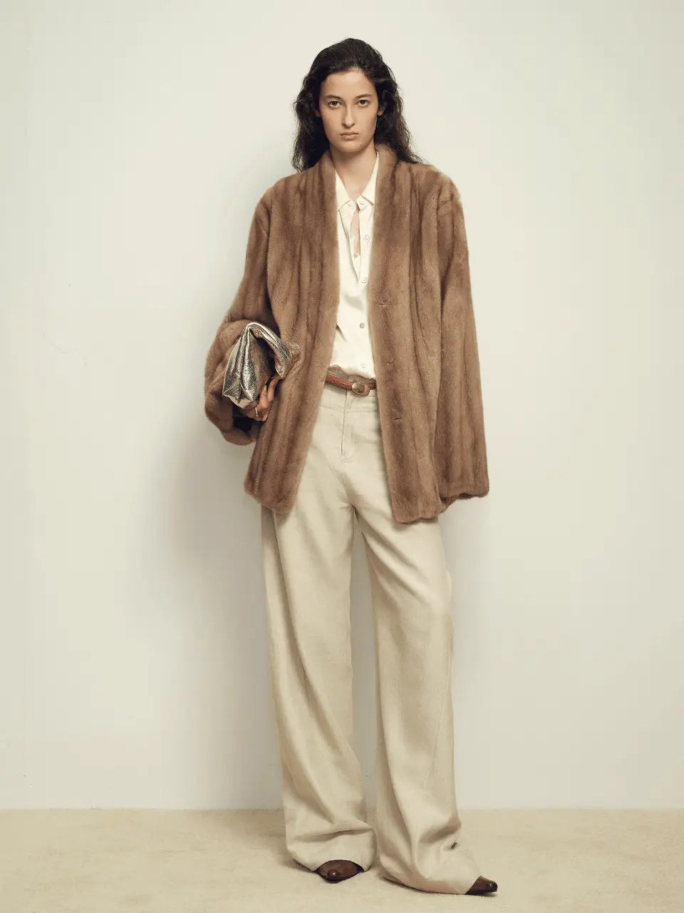 Firelady Fur Imported Kopenhagen Purple-Label Female Mink Full-Skin Woven V-Neck Fur Coat “Fairy Mountain Dew”