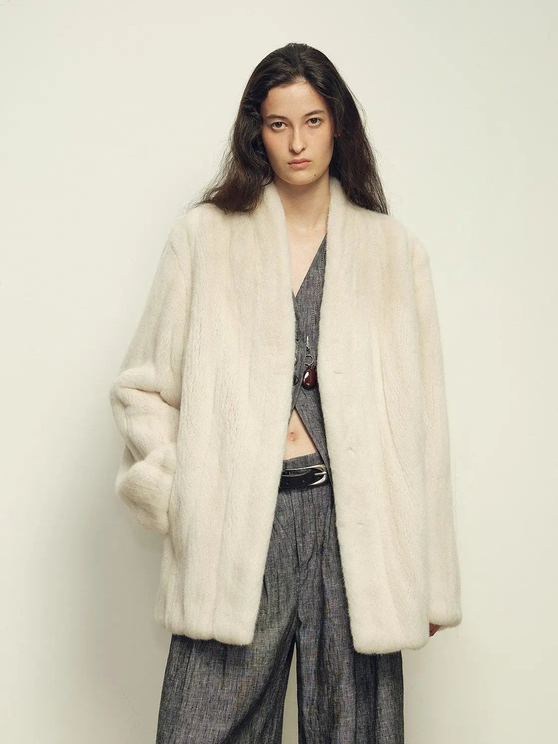 Firelady Fur Imported Kopenhagen Purple-Label Female Mink Full-Skin Woven V-Neck Fur Coat “Fairy Mountain Dew”