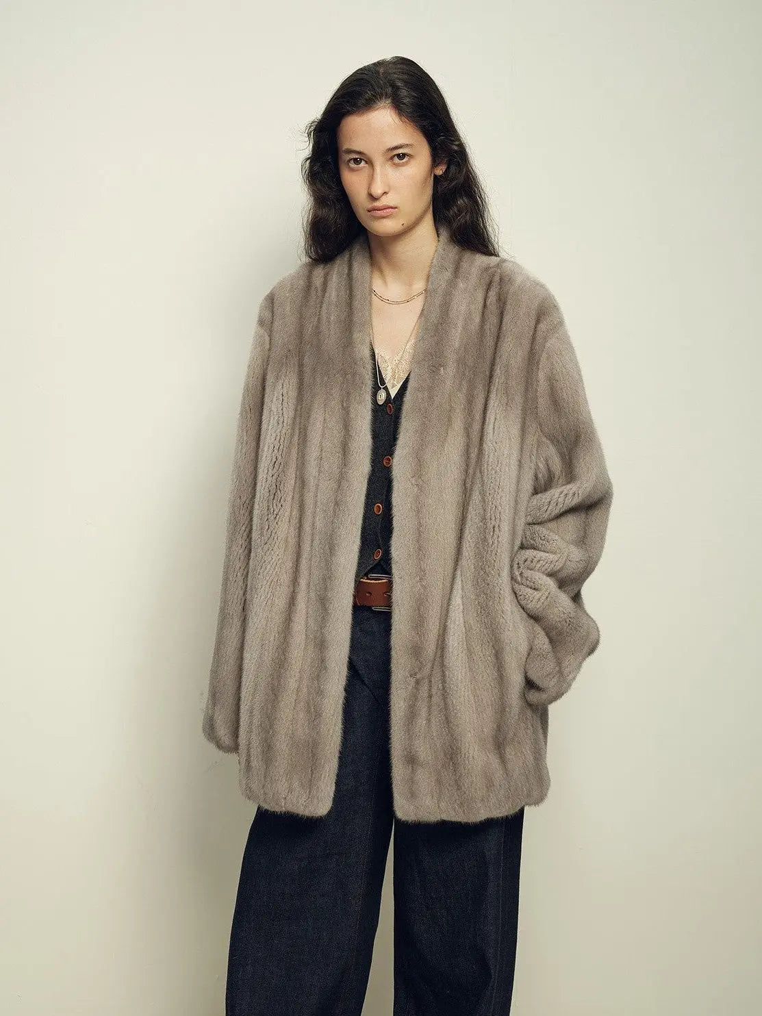 Firelady Fur Imported Kopenhagen Purple-Label Female Mink Full-Skin Woven V-Neck Fur Coat “Fairy Mountain Dew”