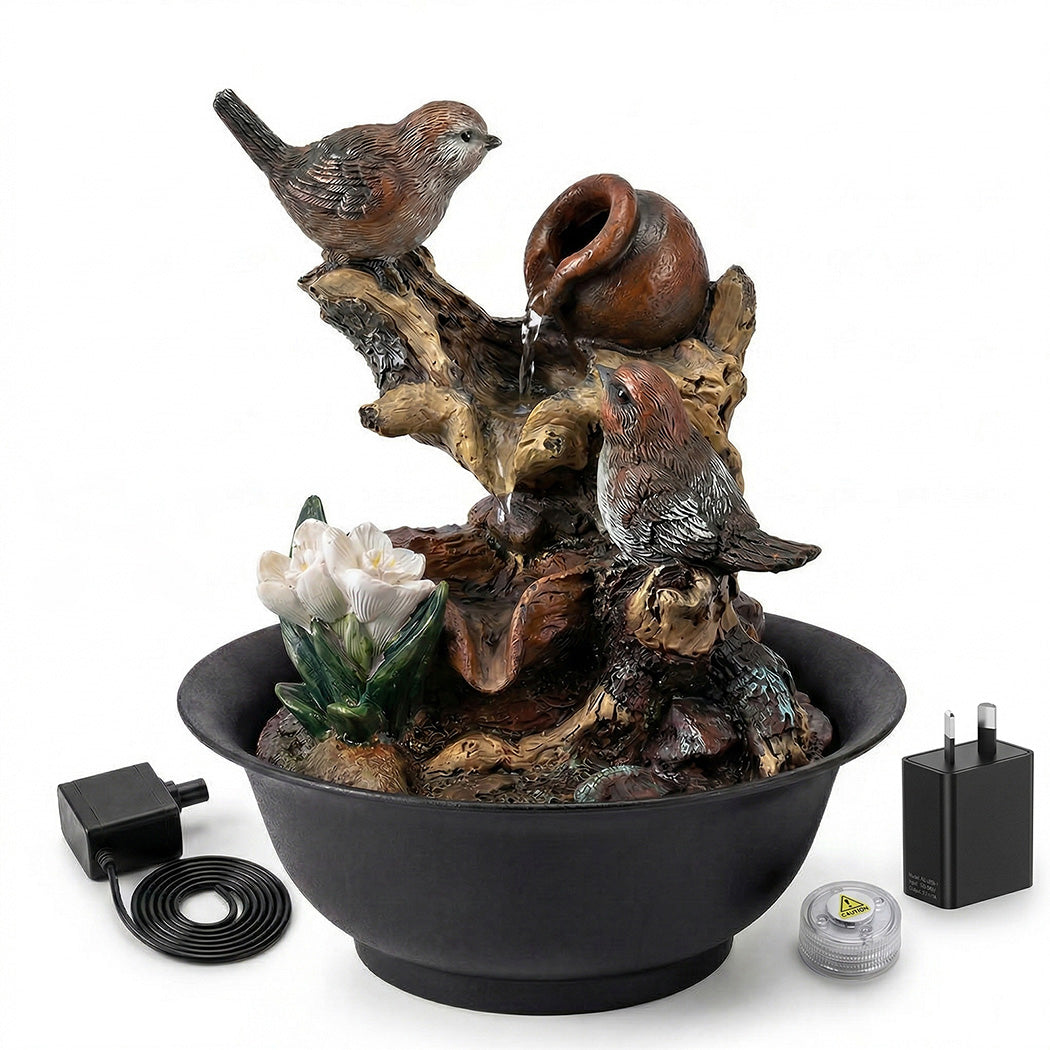 Spector Tabletop Water Fountain LED Colour Changing Bird Indoor Desktop AU Plug