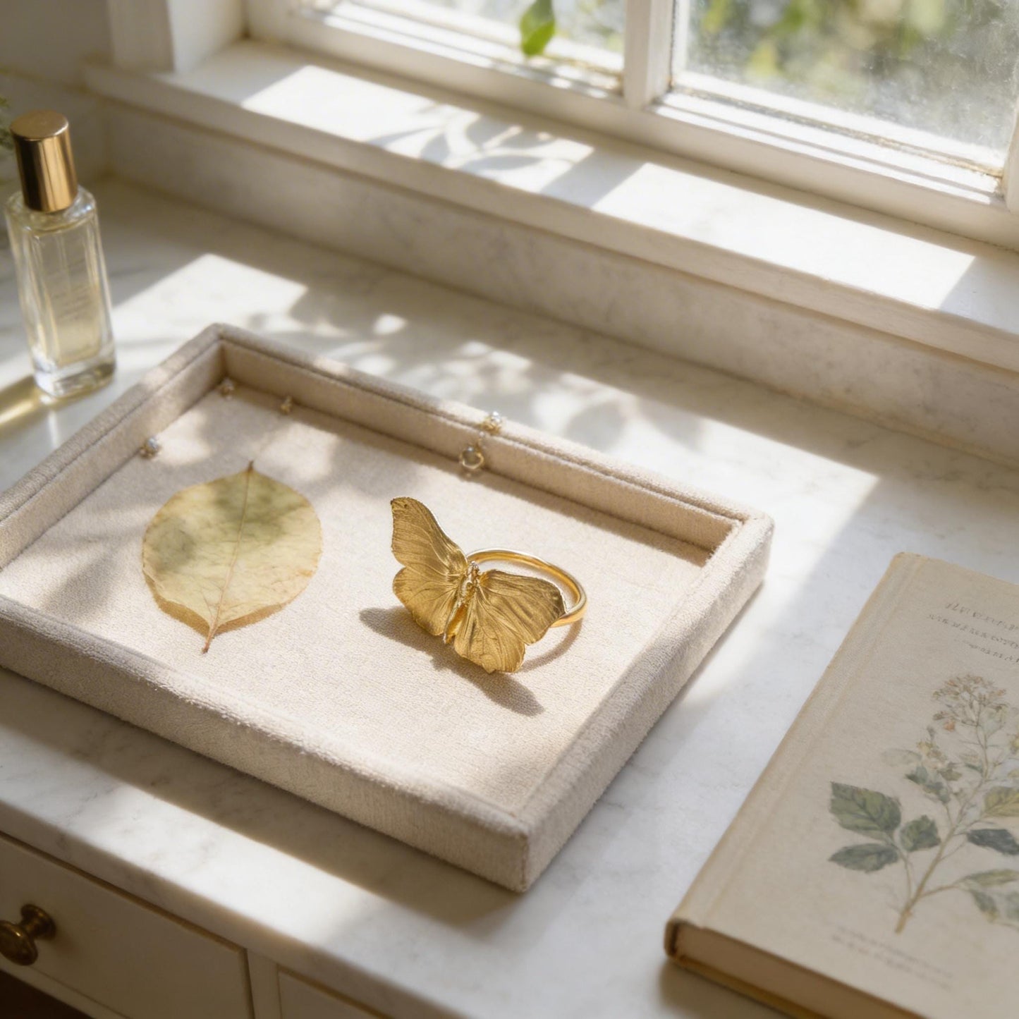 Real Butterfly Ring, 14K Gold Plated Brass Jewelry, Handmade Statement Jewelry Gift, Birthday Gift for Women, Nature Inspired Fashion